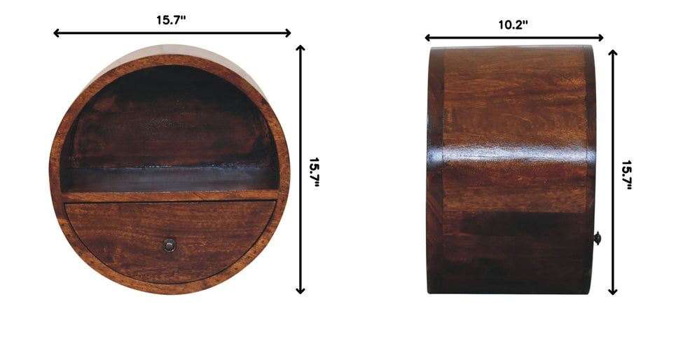 Floating Circle Bedside Table - Chestnut