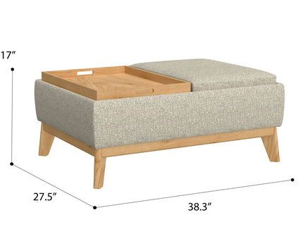 Reversible Tray Ottoman - Tan