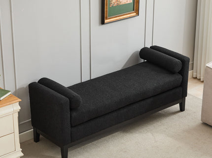 Upholstered End Of Bed Bench With Arms & 2 Bolsters For Bedroom