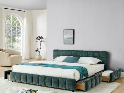 Modern Platform Bed Frame With Thick Fabric