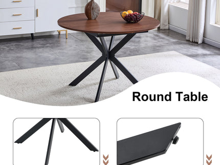 Extendable Round Dining Table - Walnut