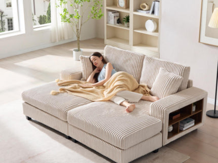 Convertible Sectional Sofa, Sleeper Oversized Living Room Lounge