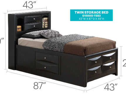 Modern Design Storage Bed With Bookcase Headboard