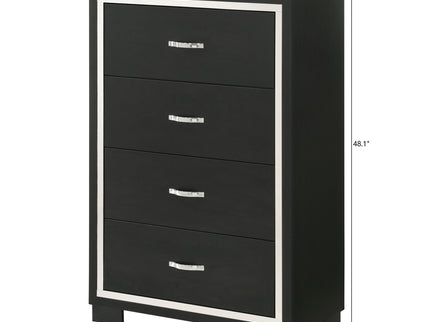 4 Drawer Bedroom Chest With Handles Furniture - Black