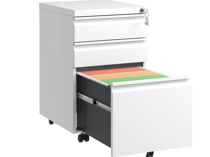 Metal Drawer Mobile File Cabinet With Lock For Home Office Organizer