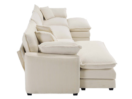Modern Oversized Modular Cushion Sofa With Ottoman, Low Back, Deep Seating Sofa Set