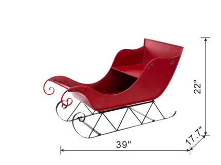 Iron Sleigh Large, Distressed Christmas Santa Sleigh Holiday Decoration