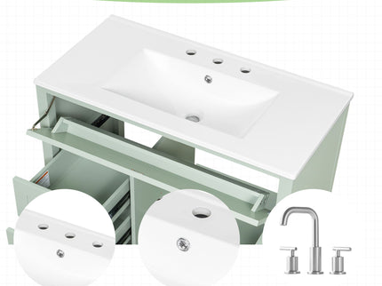 Bathroom Vanity With Sink, 3 Drawers & Cabinet With Adjustable Shelves