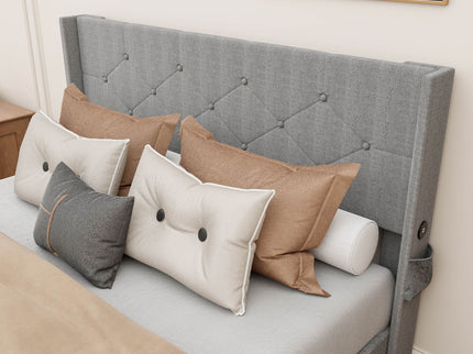Bed With Gas Lift Storage, USB Ports