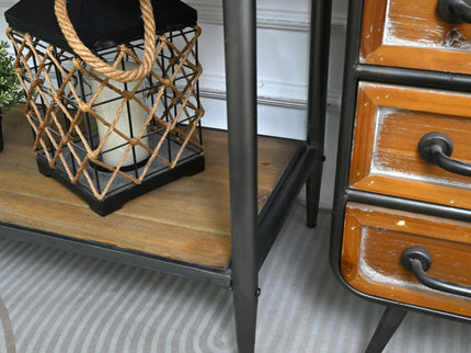 Accent Storage Console Table With Open Shelf And 3 Drawers For Living Room - Natural Wood / Brown