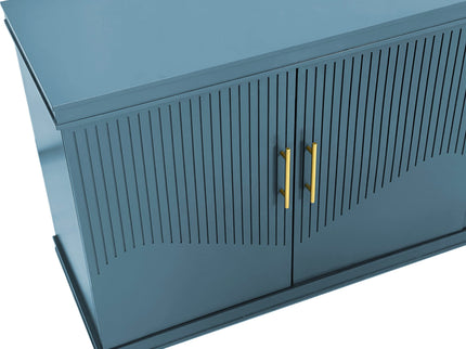 4 Door Cabinet, Large Storage For Living Room - Blue