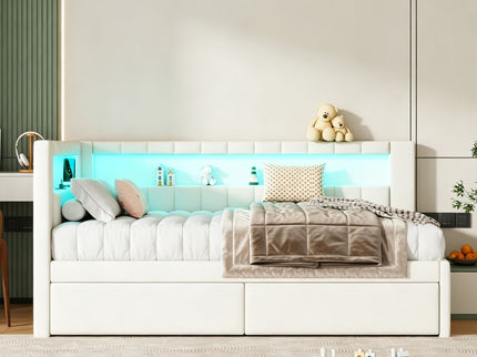 Upholstered Platform Bed With USB Ports And LED Belt