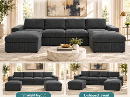 Modular Sectional Sofa, Reversible Set