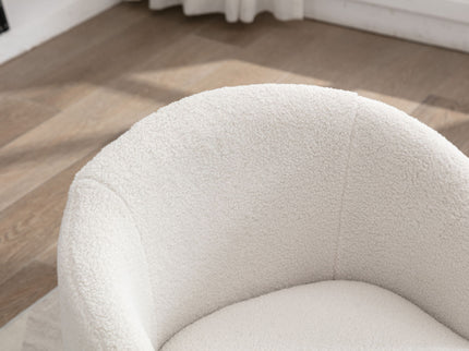Teddy Fabric Swivel Accent Armchair Barrel Chair With Powder Coating Metal Ring