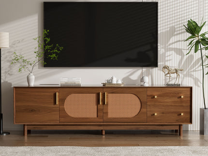70" TV Stand With Beveled Edge Design - Brown