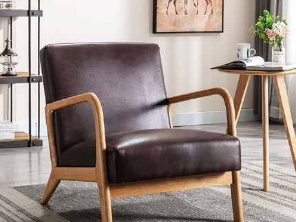 Open Framed Armchair With Cushioning Brown - Dark Brown