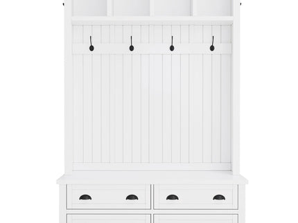 Hall Tree With 4 Drawers, Coat Rack With 6 Hooks