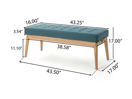 Vibratory - Button Tufted Upholstered Ottoman With Splayed Wooden Legs - Teal / Natural