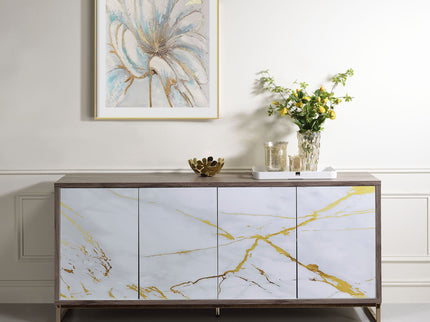 Paavan - Console Cabinet - White / ChampagneChampagne