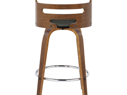 Cosini - Mid Century Modern Fixed Height Barstool With Swivel With Round Footrest (Set of 2)