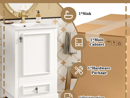 Bathroom Vanity With Sink, Soft Close Door, Adjustable U-Shaped Shelf