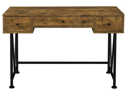 Avon - 2 Piece Computer Desk And Bookcase With 3 Drawers - Rustic Brown