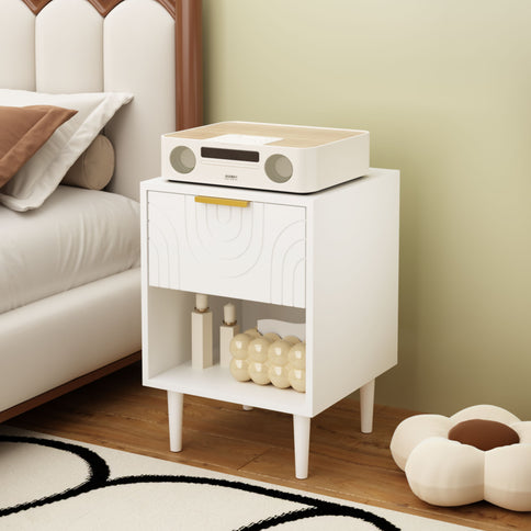 Nightstand With 1 Drawer And Open Shelf - White