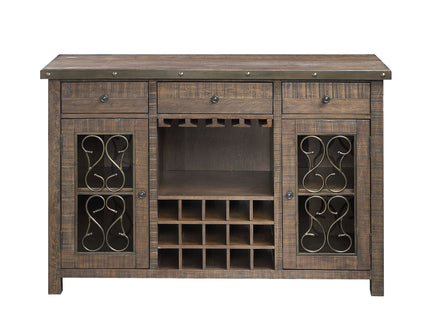 Raphaela - Server With Cup Holder & Wine Rack - Cherry