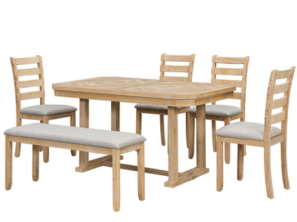 6 Piece Dining Table Set With Ergonomic Seating