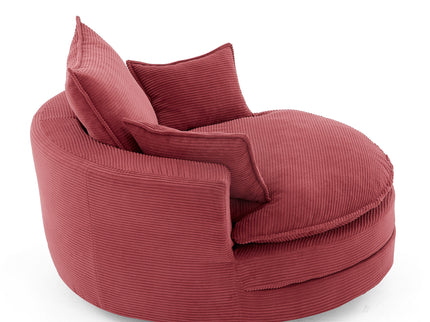 360° Swivel Accent Barrel Chair With Dual Layer Cushion And 3 Removable Pillows