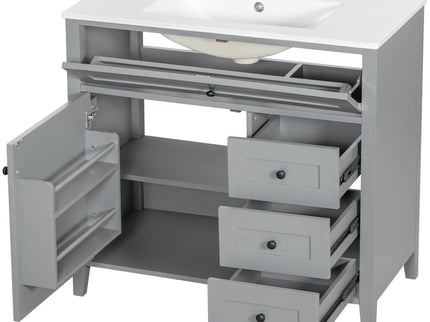 Bathroom Vanity With Sink, Cabinet With 3 Drawers And Adjustable Shelf