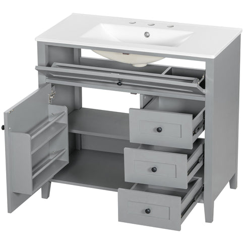 Bathroom Vanity With Sink, Cabinet With 3 Drawers And Adjustable Shelf