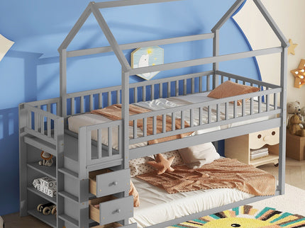 Bunk Bed With Shelves And Drawers, Storage Focused Design