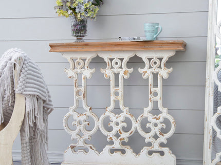 Classic Vintage Wash Console Table With Wood Top - Brown / Antique White