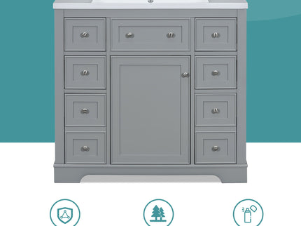 Modern Bathroom Vanity Base Only With 1 Cabinet And 6 Drawers
