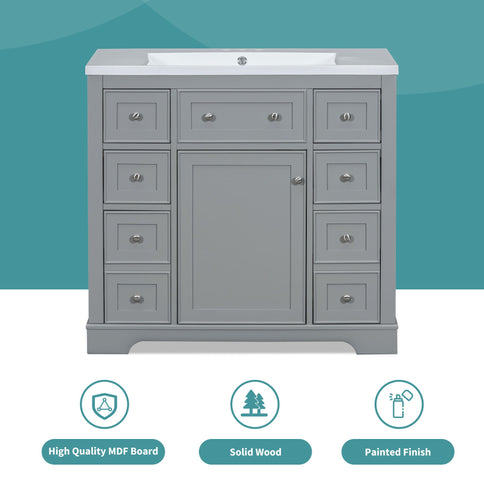 Modern Bathroom Vanity Base Only With 1 Cabinet And 6 Drawers