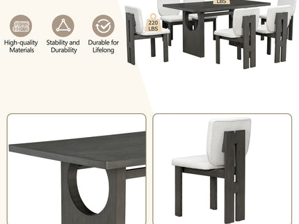 Dining Table Set For 6 With Upholstered Chairs