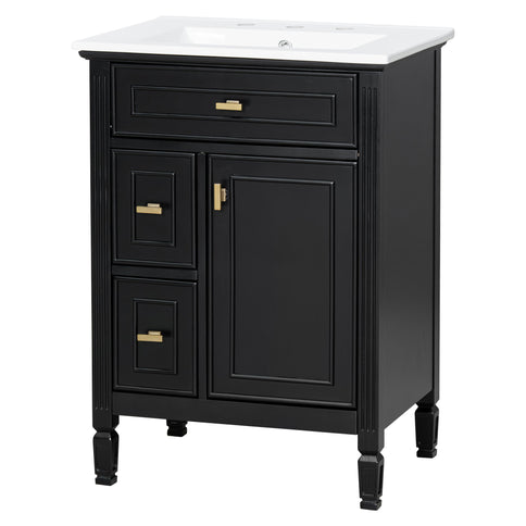 Bathroom Vanity With Sink, Flip Drawer, 2 Drawers, Adjustable Shelf