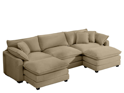 Oversized Modular Cushion Sofa With Ottoman, Low Back, Deep Seating Sofa Set