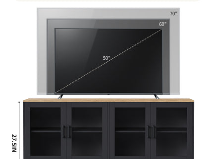 Farmhouse TV Stand With Solid Wood Gourd Shaped Legs For TVs Up To 70"