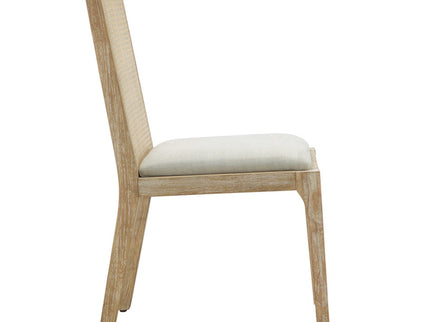Dining Chair With Synthetic Cane Back And Upholstered Seat (Set of 2) - Natural