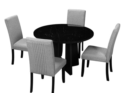 5 Piece Round Dining Table Set, Modern Table And 4 Upholstered Chairs For Dining Room
