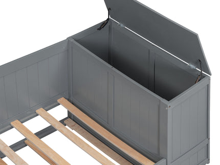 Daybed With Storage Arms, Trundle And Charging Station