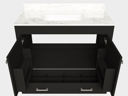 Bathroom Vanity Set, Cabinet With Doors & Drawers, Single Faucet Hole - Black