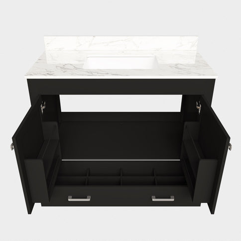 Bathroom Vanity Set, Cabinet With Doors & Drawers, Single Faucet Hole - Black
