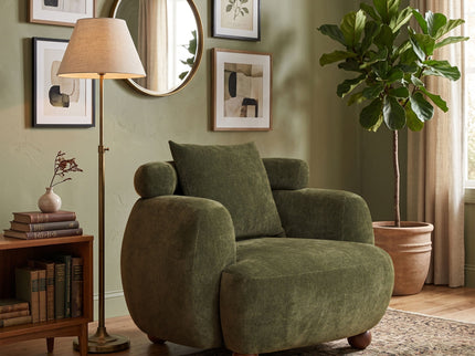 Clubchair, Bucket Chair, Decorative Sofa With Pillow, For Living Roon - Olive Green