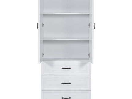 Tall Bathroom Storage Cabinet With 2 Doors And Drawers, Adjustable Shelf - White