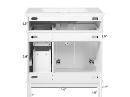 Modern Bathroom Vanity With Sink, Storage Cabinet, Soft Close Doors, Deep & Standard Drawers