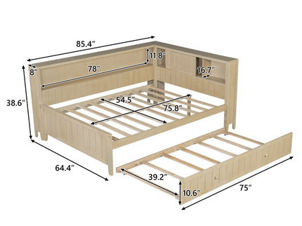 Full Size Daybed With Storage Shelves And Trundle - Ancient White