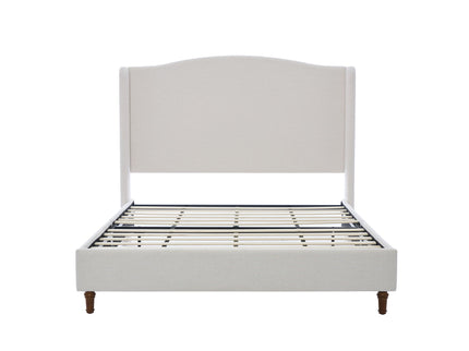 Hannah - Upholstered Wingback Bed Size / Tall Headboard Upholstered King Bed / Premium Textured Look / Minimalist Designs / No Box Spring Needed